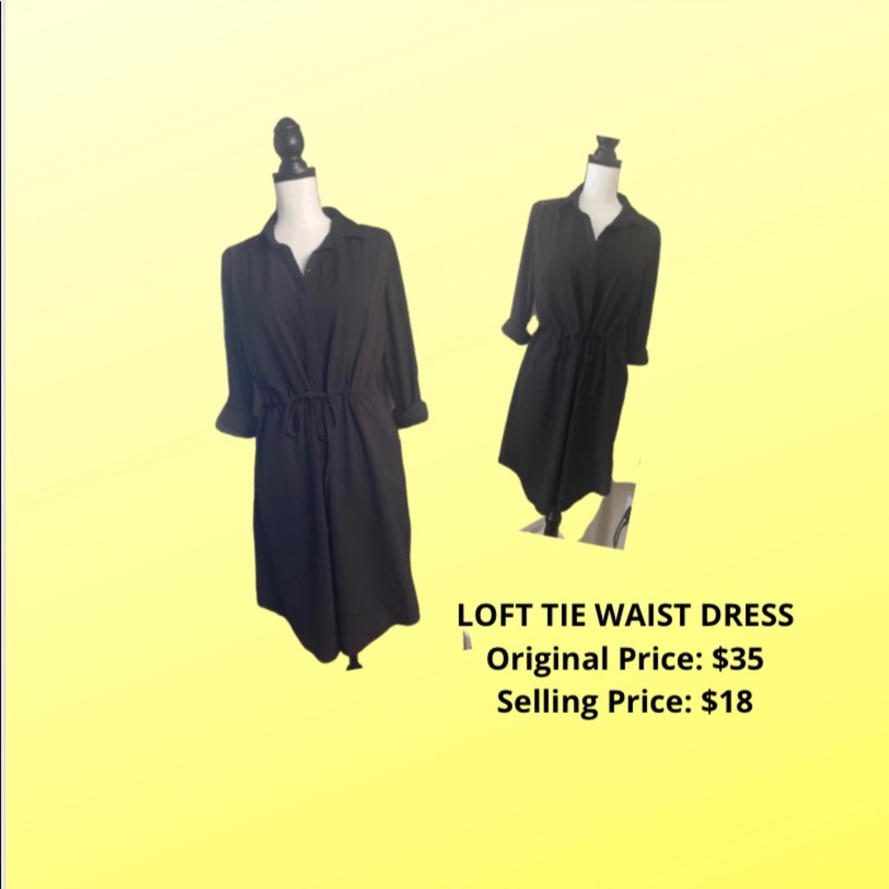 Loft Tie Waist Dress- Black